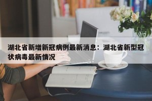 湖北省新增新冠病例最新消息：湖北省新型冠状病毒最新情况