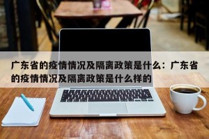 广东省的疫情情况及隔离政策是什么：广东省的疫情情况及隔离政策是什么样的